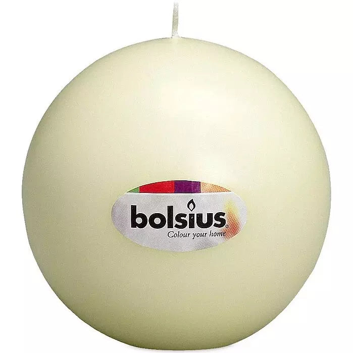 6 Stk Kugelkerzen Ø 100mm Ballkerzen B-Ware glatt - Elfenbein