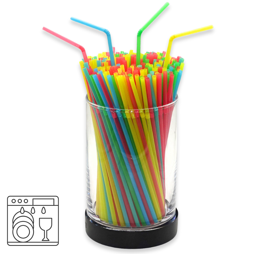 1.000 Stück Mehrweg Trinkhalme mit Knick 22cm Strohhalme Plastik wiederverwendbar (4x250er) bunt