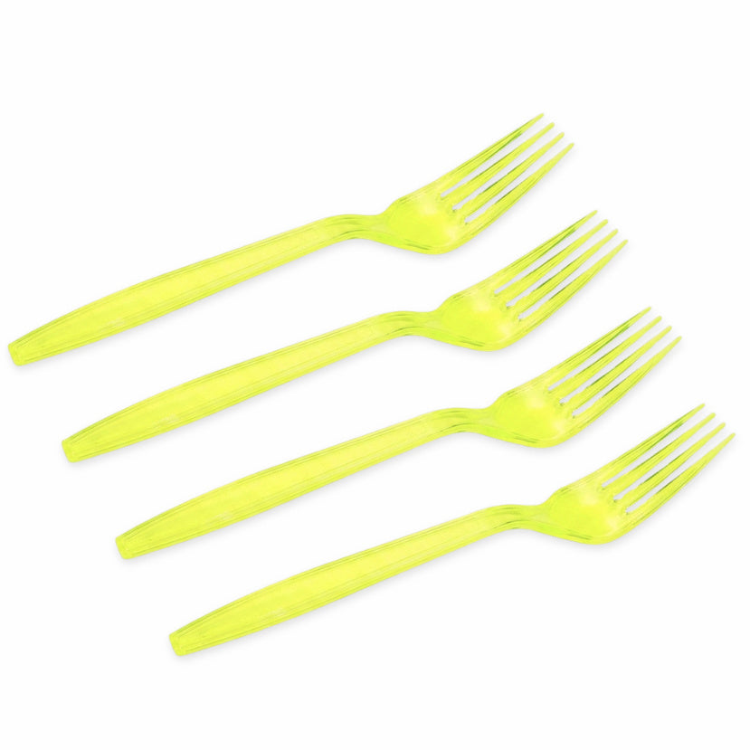 300-tlg. Mehrweg Gabel 180mm Plastikbesteck wiederverwendbar - neon grün-gelb (12x25er)