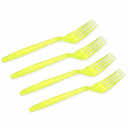300-tlg. Mehrweg Gabel 180mm Plastikbesteck wiederverwendbar - neon grün-gelb (12x25er)