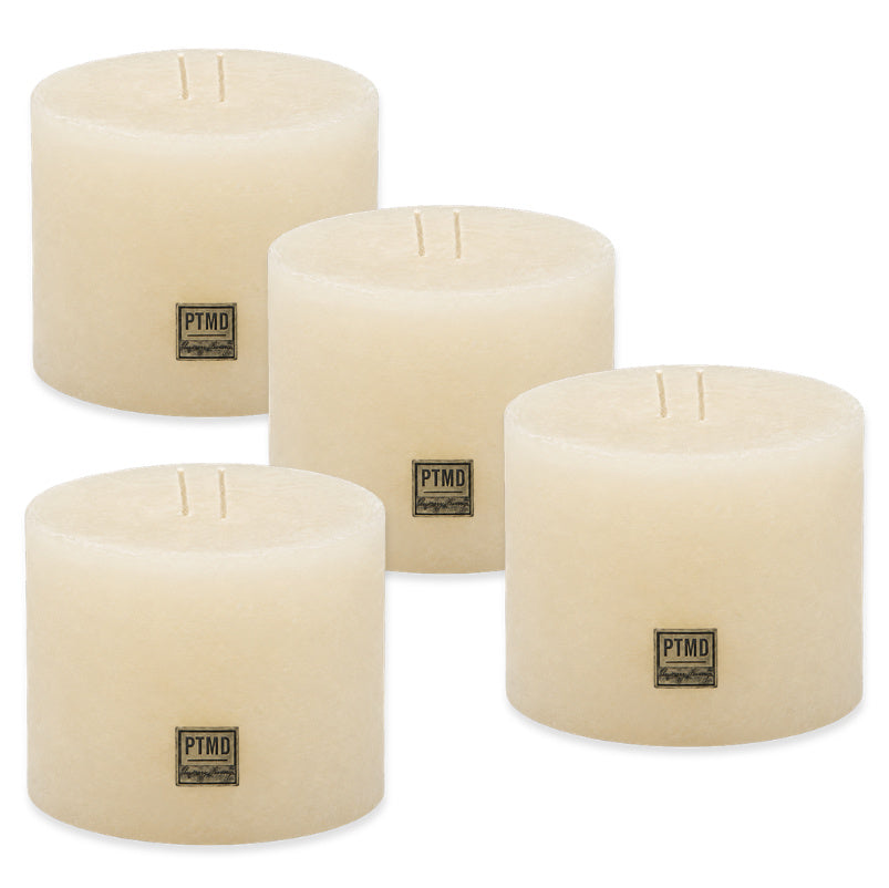 4er Set PTMD 2-Docht Stumpenkerzen 120x90mm Rustik XL Mehrdochtkerzen