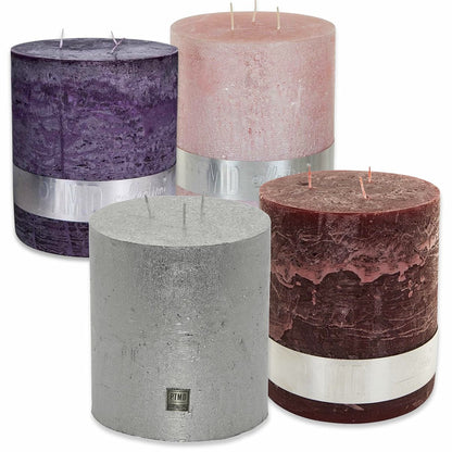 PTMD 3-Docht Kerze 180x160mm Rustic Stumpenkerze XXL Mehrdochtkerze
