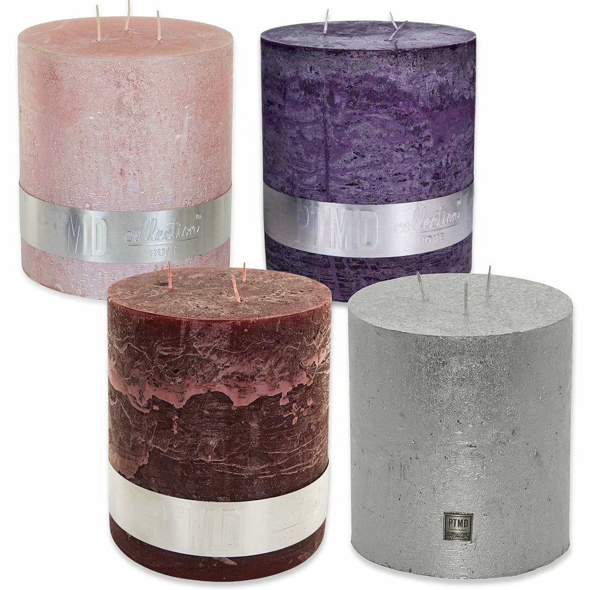 PTMD 3-Docht Kerze 180x160mm Rustic Stumpenkerze XXL Mehrdochtkerze