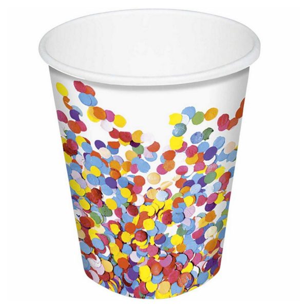 320 Stück Pappbecher 0,2L Partybecher - Konfetti (32 Pack x10er)