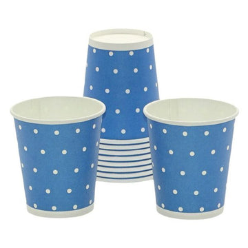320 Pappbecher 0,2L Trinkbecher - Punkte blau-weiß (32 Pack x10er)