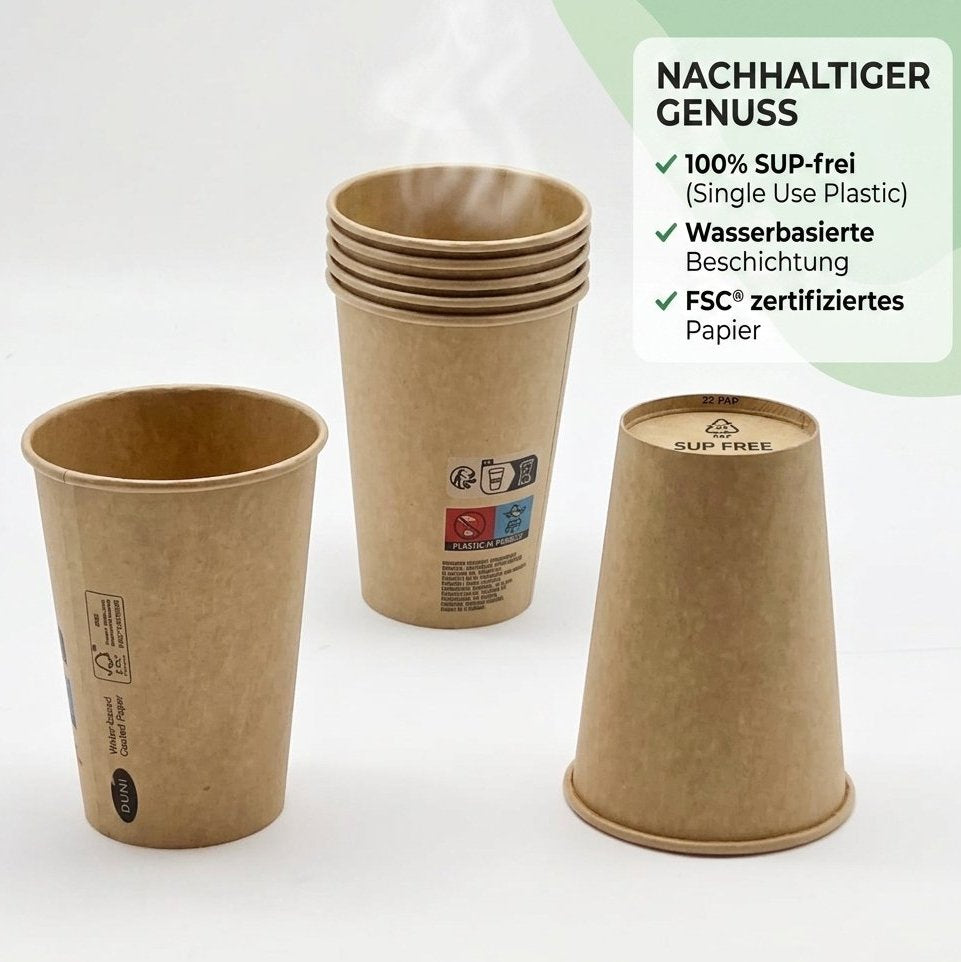 1.000 Stk Kaffeebecher Pappbecher 180ml Coffee to go Trinkbecher - Braun (20x50er)