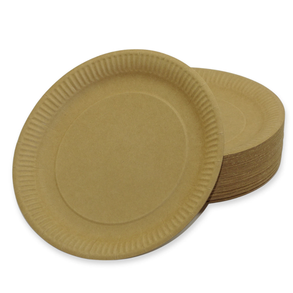 1.000 Stk Pappteller rund Ø23cm Einwegteller Imbissteller Menüteller (10x100er) Braun