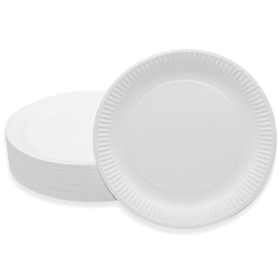1.000 Stk Pappteller rund Ø23cm Einwegteller Imbissteller Menüteller (10x100er) weiß