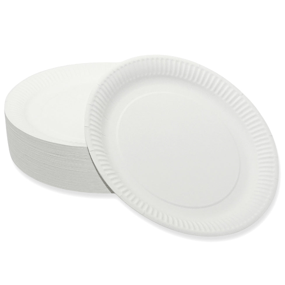 1.000 Stk Pappteller rund Ø23cm Einwegteller Imbissteller Menüteller (10x100er) weiß