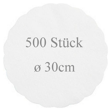 500 Plattenpapiere Ø 30cm Servierunterlage Tortenpapier rund - Weiß