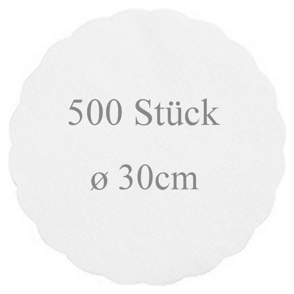 500 Stk Plattenpapiere Ø 30cm Servierunterlage Tortenpapier rund - Weiß