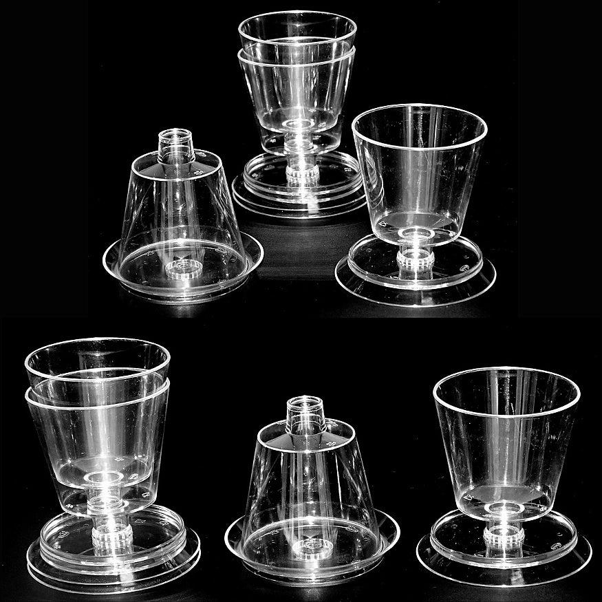 66er Set Premium Amuse Schalen rund mit Füßen Premium Fingerfood Becher 50ml klar (3 Pack x 22er)