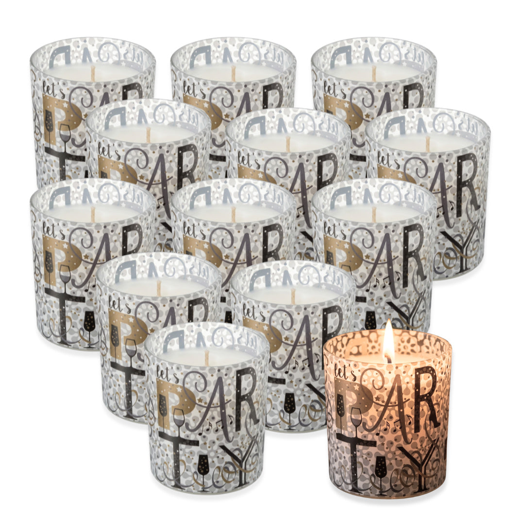 12er Set Profissimo Kerzenglas 80x72mm Kerzen im Glas Windlicht ohne Duft - LETS PARTY