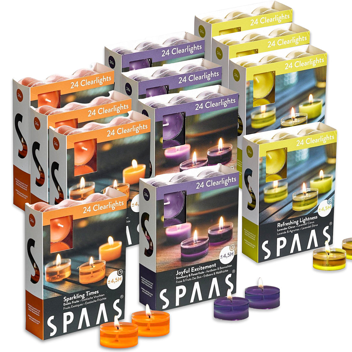 SPAAS Clearlights Duftteelichter 4,5h Teelichter Acryl Cup Duftkerzen