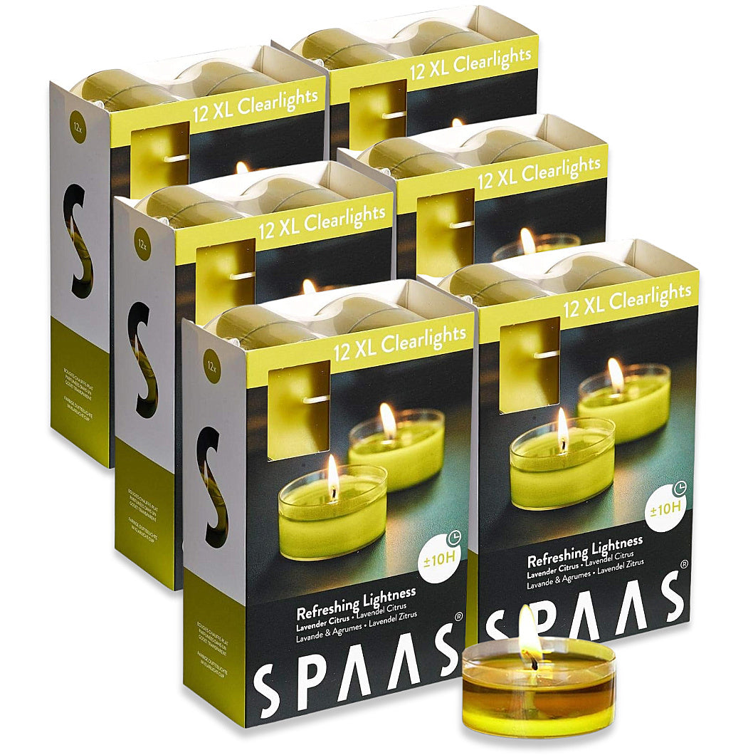 SPAAS Maxi-Teelichter 10h Clearlights Duftteelichter Acryl Cup Duftkerzen