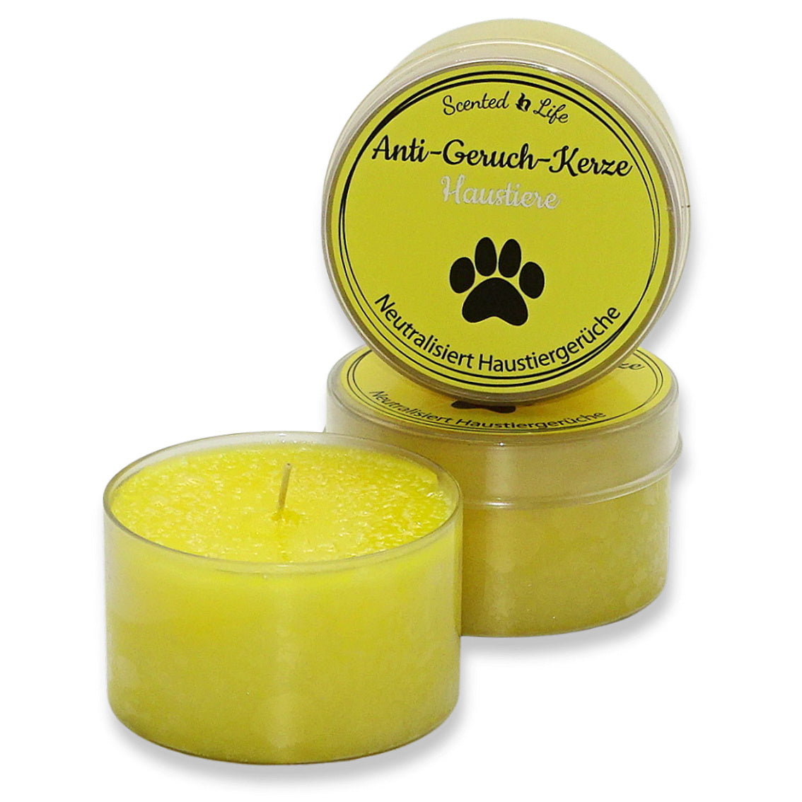 6 Stk Scented Life Anti Geruch Kerze Ø 7cm Duftkerze Dose mit Deckel