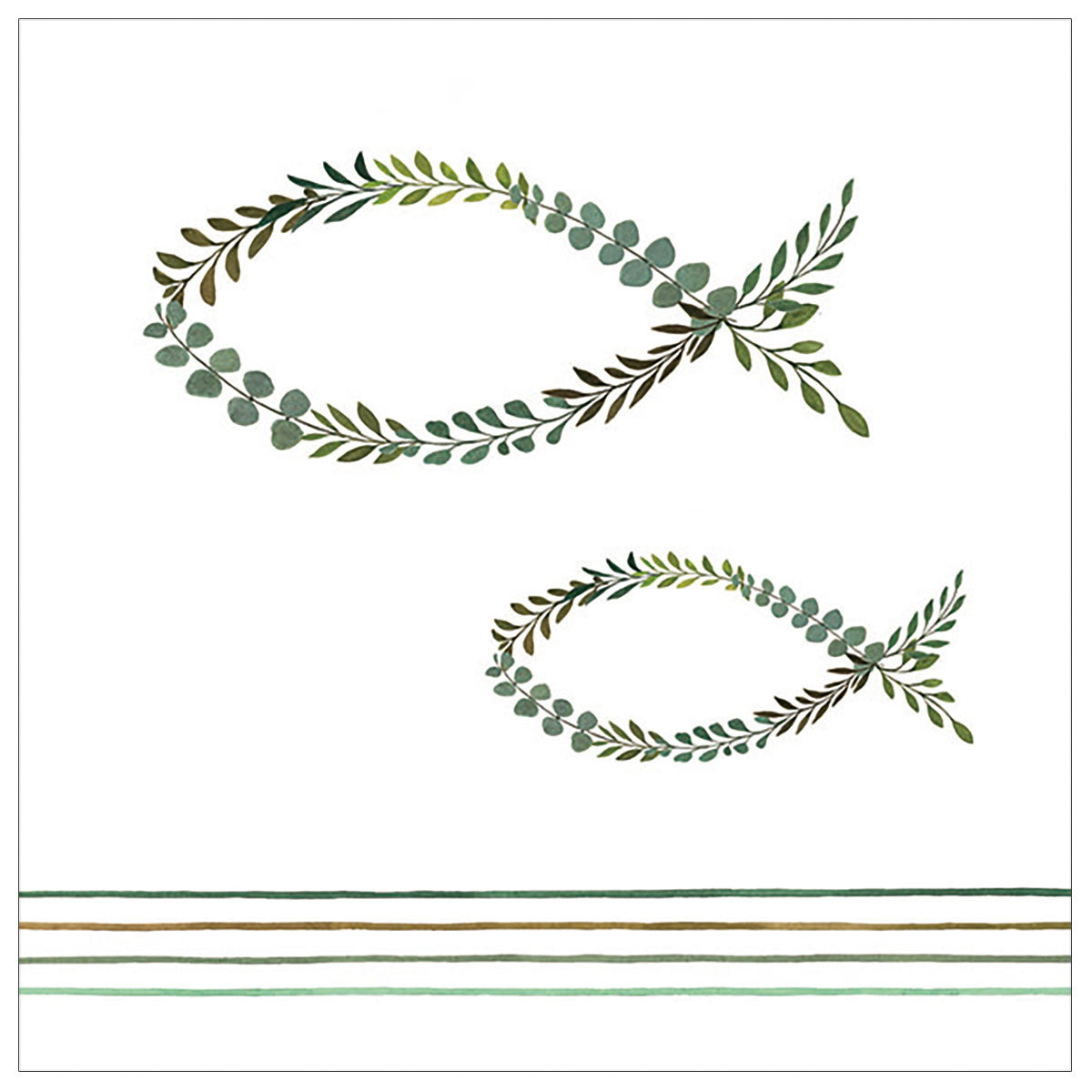 40 Stück Ambiente Papier Servietten 33×33cm Fisch & Eukalyptus  – (2x20er)