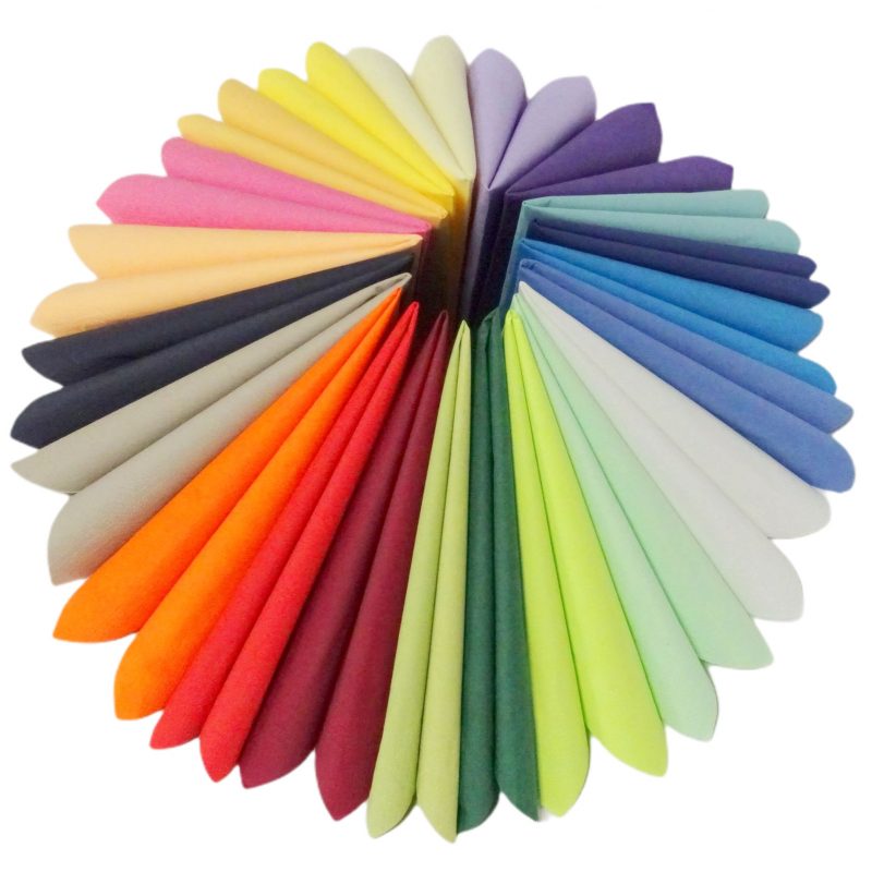 1.000 Stück Papierservietten 3-lagig 33x33cm Überraschung Uni bunt sortiert (4 Farben x 250er)