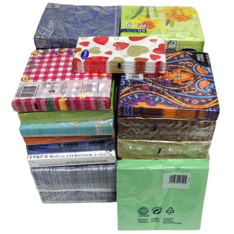 5,5 kg/ca. 1.000 Stück Papierservietten 33x33cm Überraschung Mix - bunt sortiert