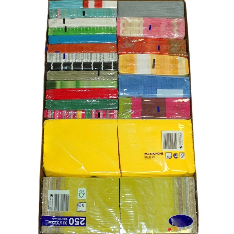 5,5 kg/ca. 1.000 Stück Papierservietten 33x33cm Überraschung Mix - bunt sortiert