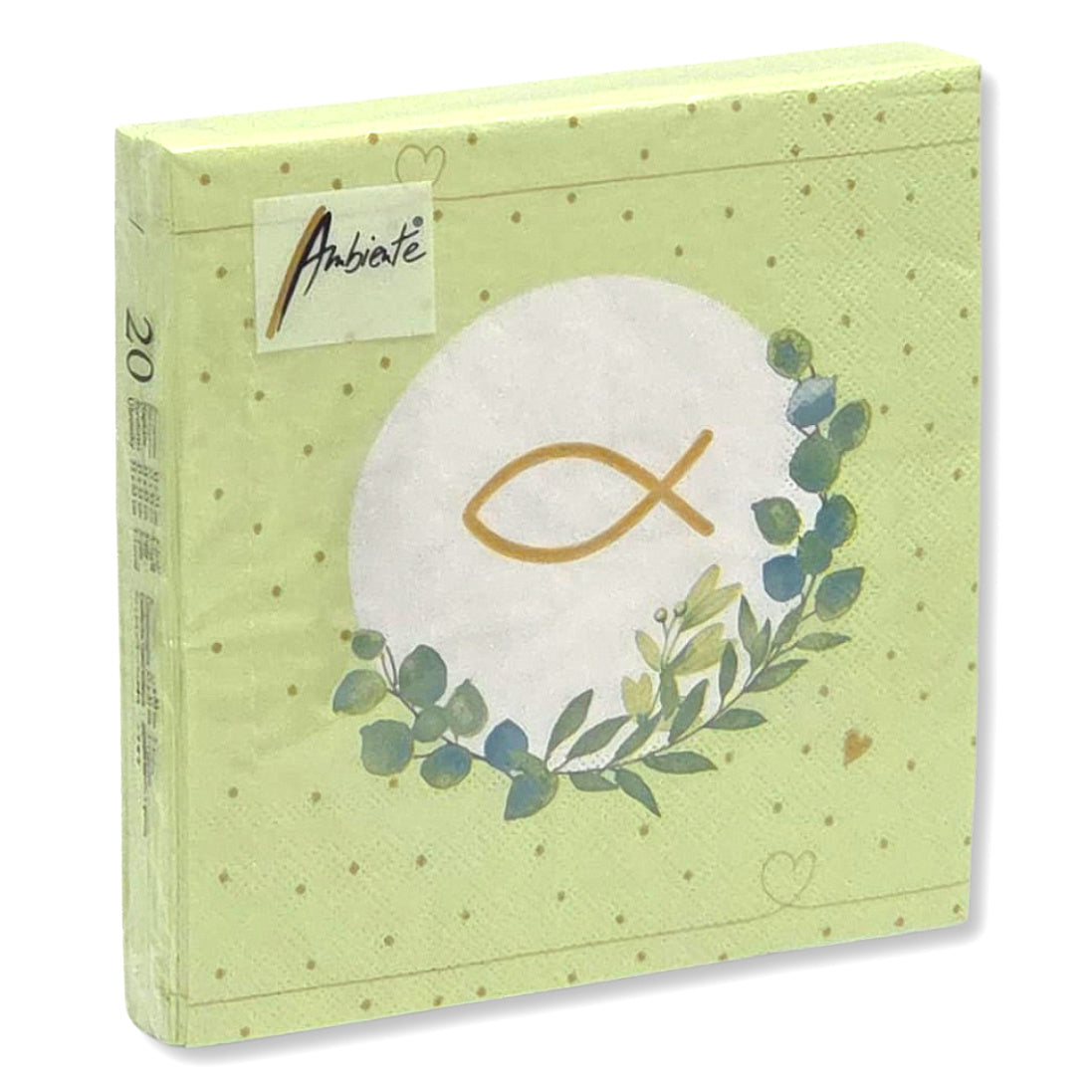 40 Stück Ambiente Papier Servietten 33×33cm Fisch & Eukalyptus  – (2x20er)
