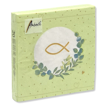 40 Stk Ambiente Papier Servietten 33×33cm Fisch & Eukalyptus  – (2x20er)
