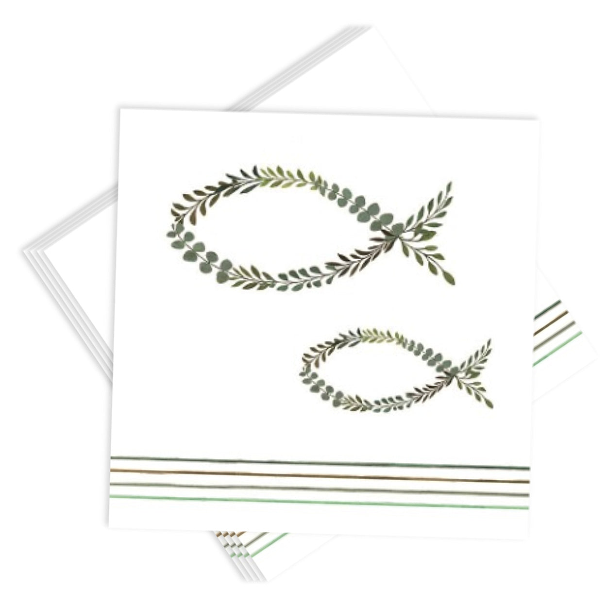 40 Stück Ambiente Papier Servietten 33×33cm Fisch & Eukalyptus  – (2x20er)