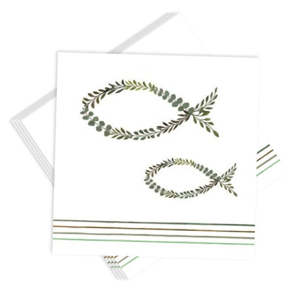 40 Stk Ambiente Papier Servietten 33×33cm Fisch & Eukalyptus  – (2x20er)