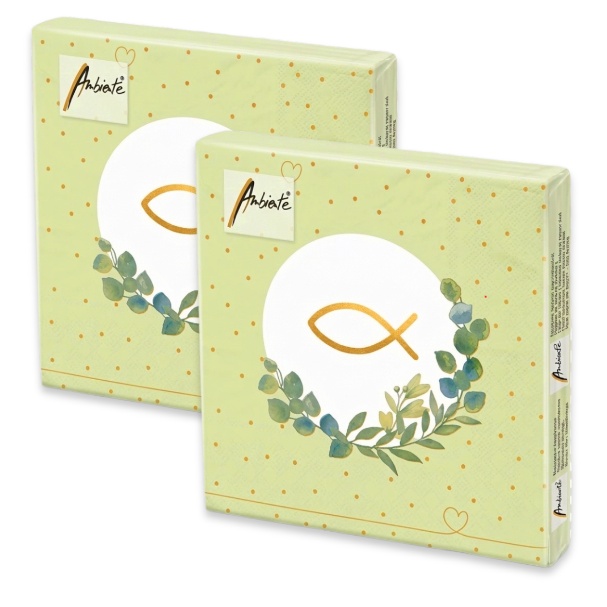 40 Stück Ambiente Papier Servietten 33×33cm Fisch & Eukalyptus  – (2x20er)