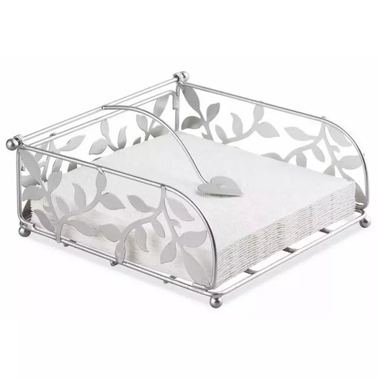 Serviettenhalter 18x18x7cm Serviettenspender Metall B-Ware „Zweig“ - Silber