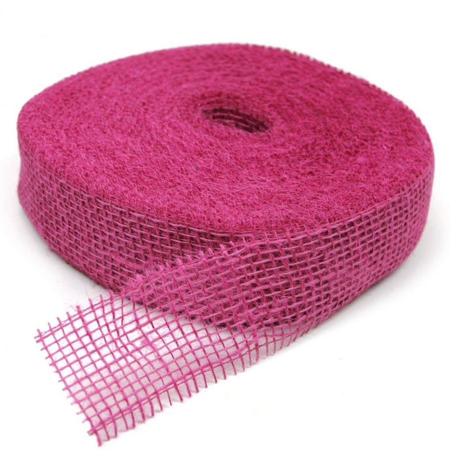 40m Juteband 5cm breit Dekoband Rolle - Pink (hart)