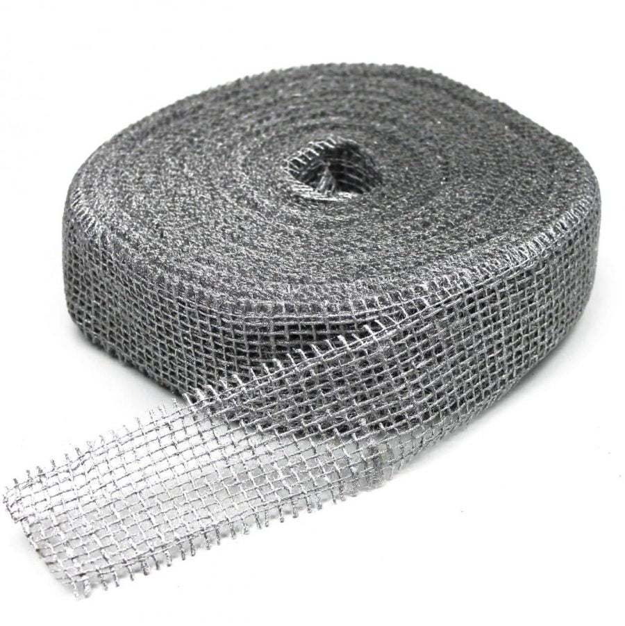 40m Juteband 5cm breit Dekoband Rolle - Silber (sehr hart)