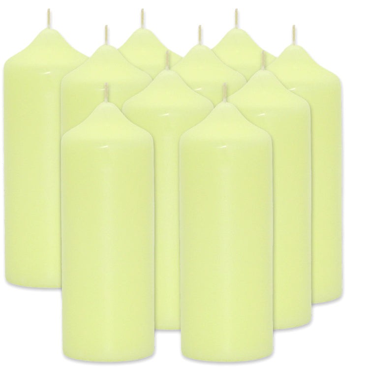 10 Stück Wenzel Stumpenkerzen 165x60mm Kaminkerzen Spitzkopf glatt - Pastellgelb