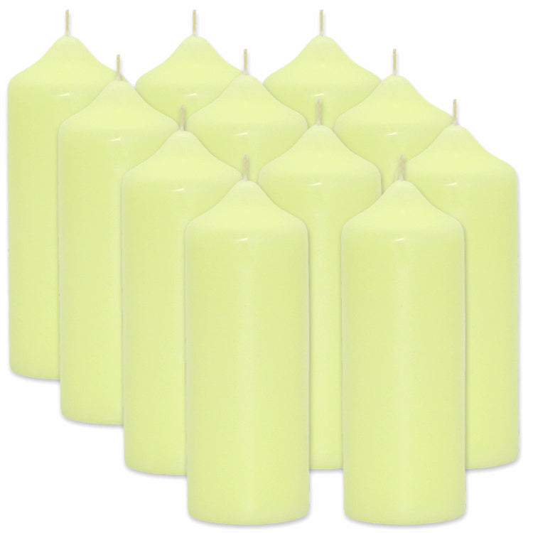 10 Stück Wenzel Stumpenkerzen 165x60mm Kaminkerzen Spitzkopf glatt - Pastellgelb