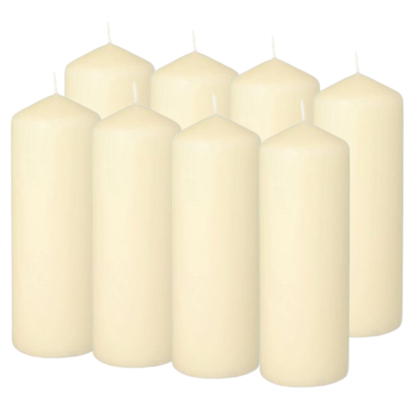 8 Stück Stumpenkerzen 180x68mm Blockkerzen Säulenkerzen glatt - Vanille-Creme