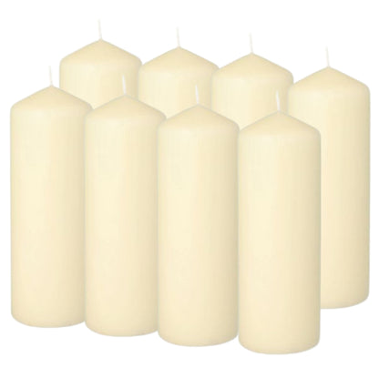8 Stück Stumpenkerzen 180x68mm Blockkerzen Säulenkerzen glatt - Vanille-Creme