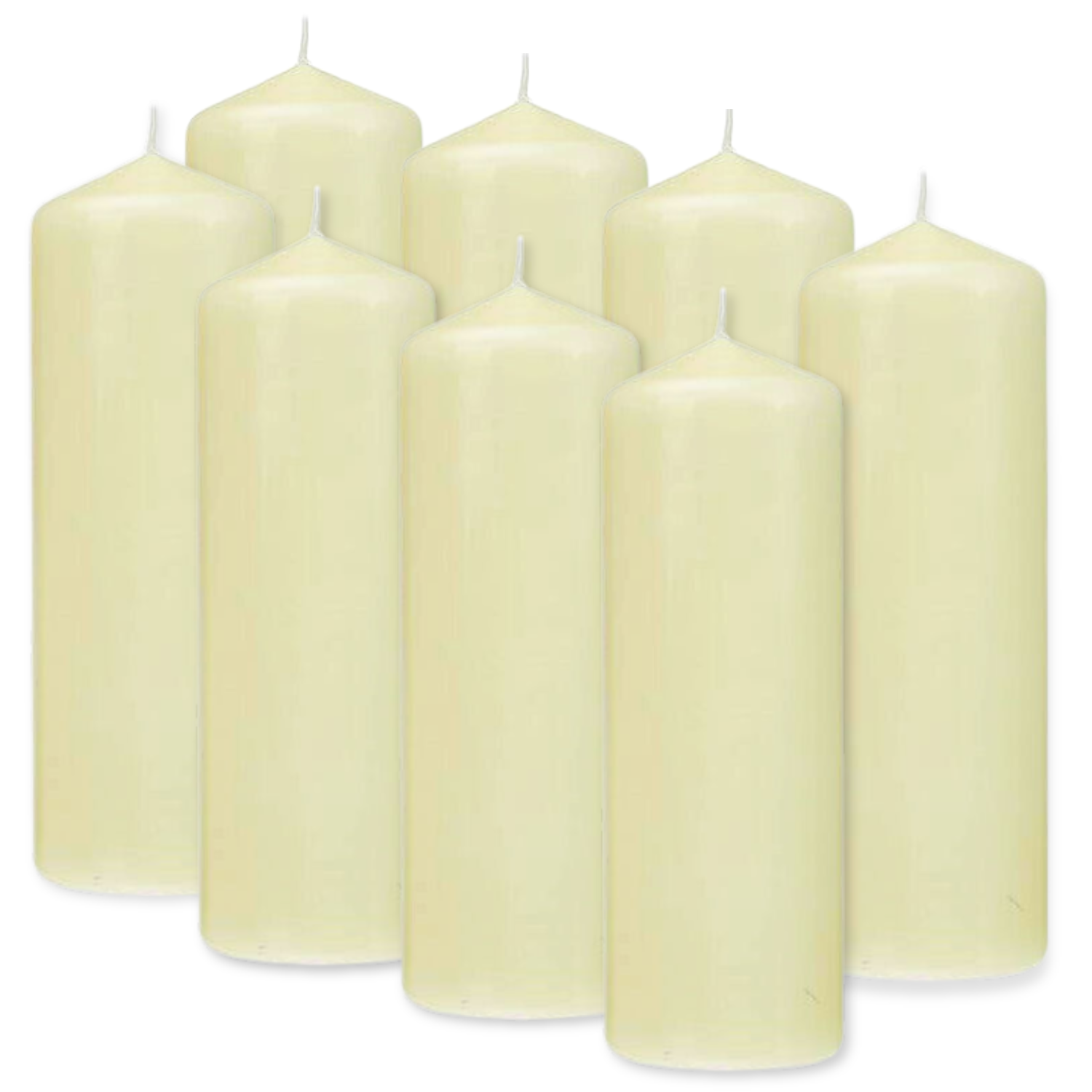 8 Stück Stumpenkerzen 180x68mm Blockkerzen Säulenkerzen glatt - Vanille-Creme