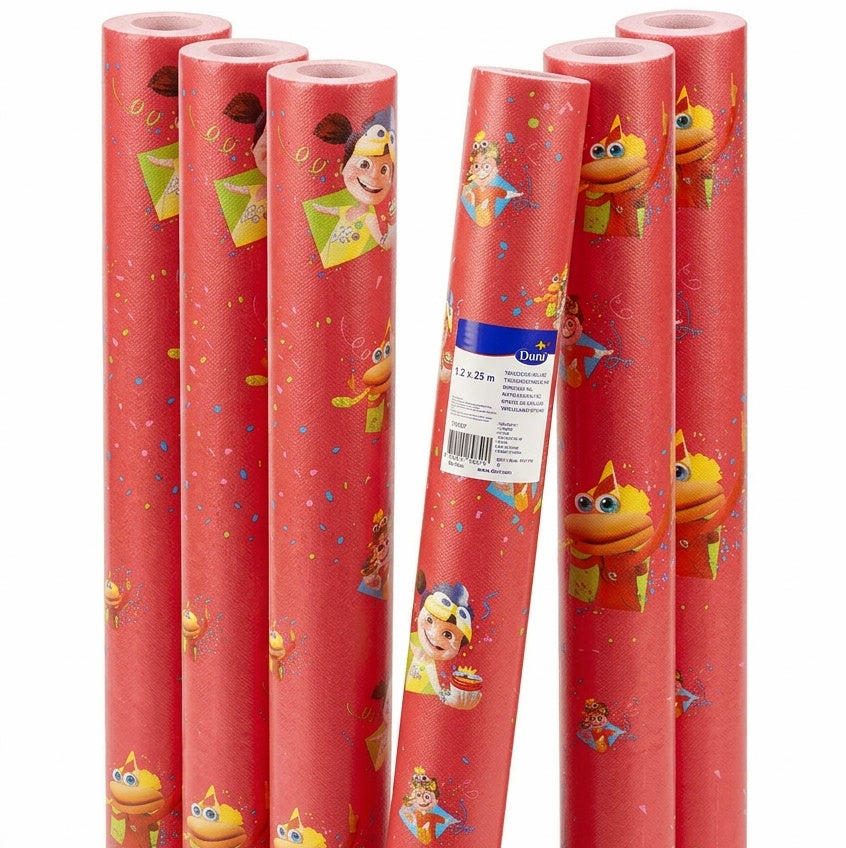 150 Meter Tischdeckenrollen 120cm breit Papiertischdecke Kinderparty rot-bunt (6 Roll. x 25m)