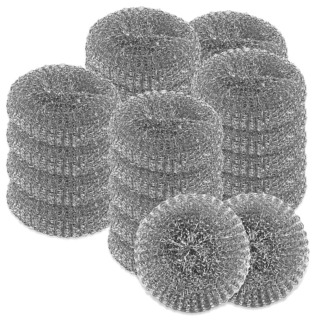20-50 Stück Topfreiniger rund Ø 10,5cm Topfkratzer - Metall Silber