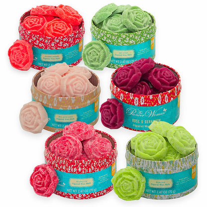 60-tlg. Wax Melts Rosen Schmelzblüten Duftblüten Aroma Duftwachs (6 Dosen x 10er)