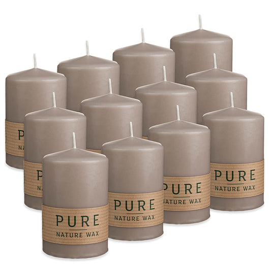 12 Stk Wenzel Stumpenkerzen 90×60mm Pure Safe Candle Blockkerzen – Sand (2x6er)