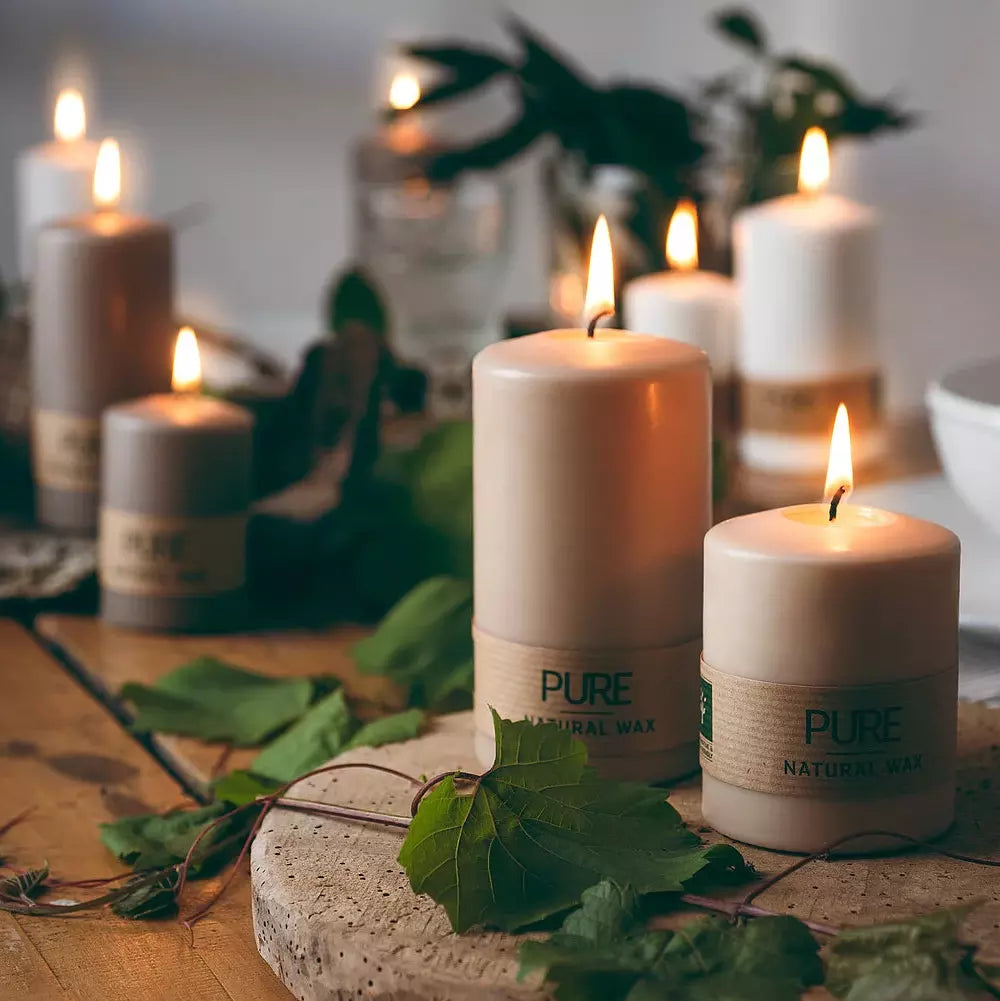 12 Stk Wenzel Stumpenkerzen 90×60mm Pure Safe Candle Blockkerzen – Sand (2x6er)