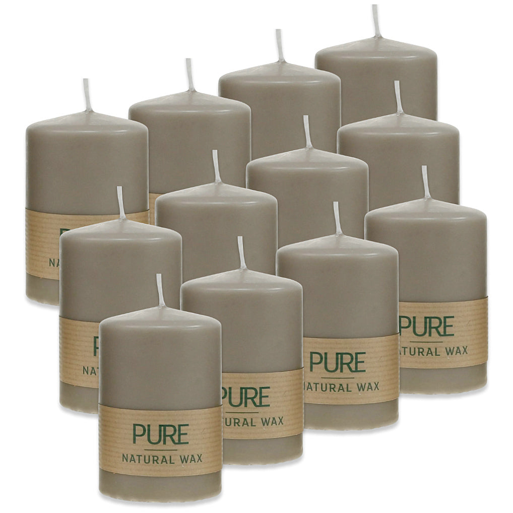 12 Stk Wenzel Stumpenkerzen 90×60mm Pure Safe Candle Blockkerzen – Sand (2x6er)