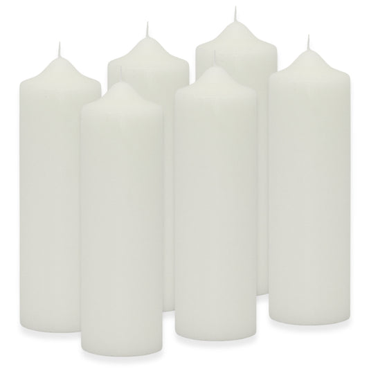 6 Stk Wenzel Stumpenkerzen 230x70mm Kaminkerzen Spitzkopf Kerzenrohlinge - Weiß-Creme