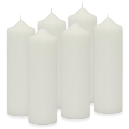 6 Stk Wenzel Stumpenkerzen 230x70mm Kaminkerzen Spitzkopf Kerzenrohlinge - Weiß-Creme