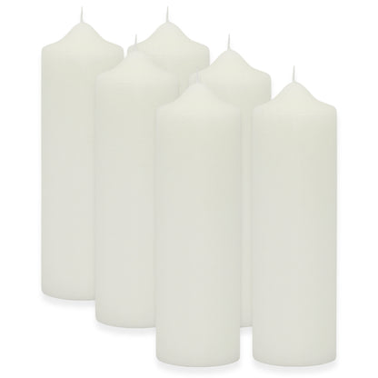 6 Stk Wenzel Stumpenkerzen 230x70mm Kaminkerzen Spitzkopf Kerzenrohlinge - Weiß-Creme