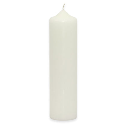 5 Stk Wenzel Stumpenkerzen 275x70mm XXL Kaminkerzen Spitzkopf Kerzenrohlinge - Weiß-Creme