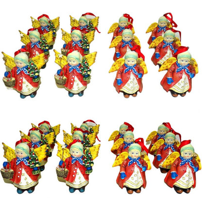 12 Poly Engel Deko Figuren 100x80 mm Anhänger Weihnachten
