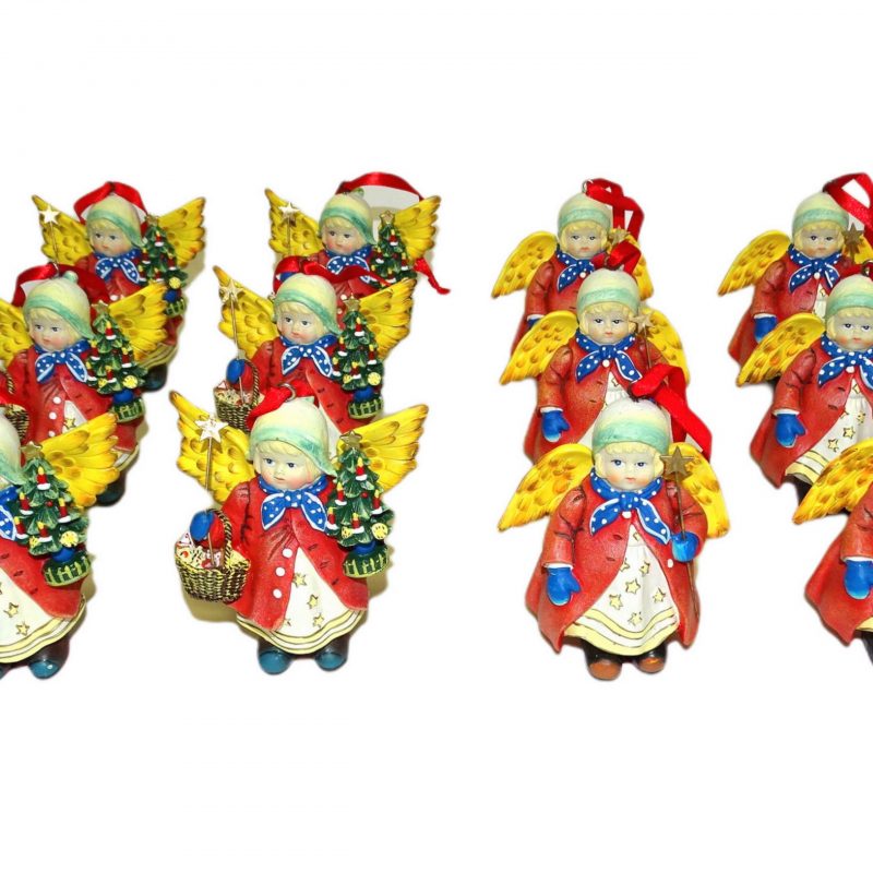 12 Stk Poly Engel Deko Figuren 100x80 mm Anhänger Weihnachten