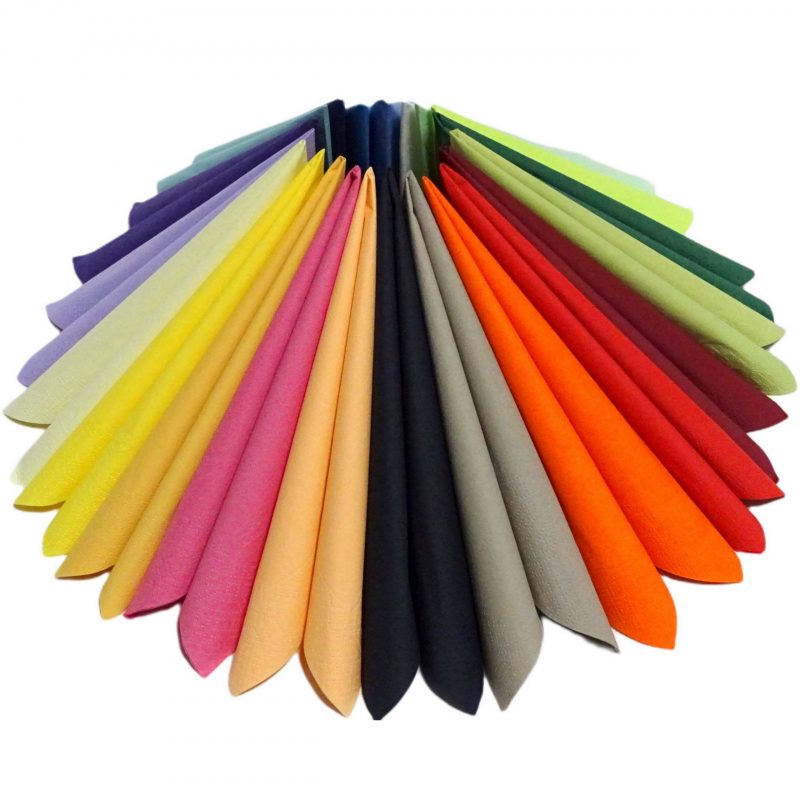 1.000 Stück Papierservietten 3-lagig 33x33cm Überraschung Uni bunt sortiert (4 Farben x 250er)
